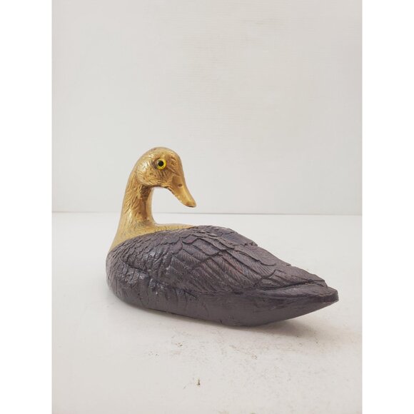 Vintage resin Carved Duck with Brass Head Head, Small Duck Decoy Figurin… - Picture 4 of 10